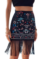 High Waist Tassel Hem Vacation Skirt JC1