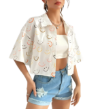 Summer Outfit Allover Print Drop Shoulder Shirt JC3