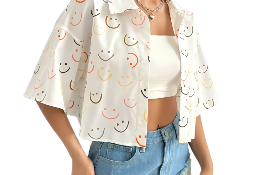 Summer Outfit Allover Print Drop Shoulder Shirt 1