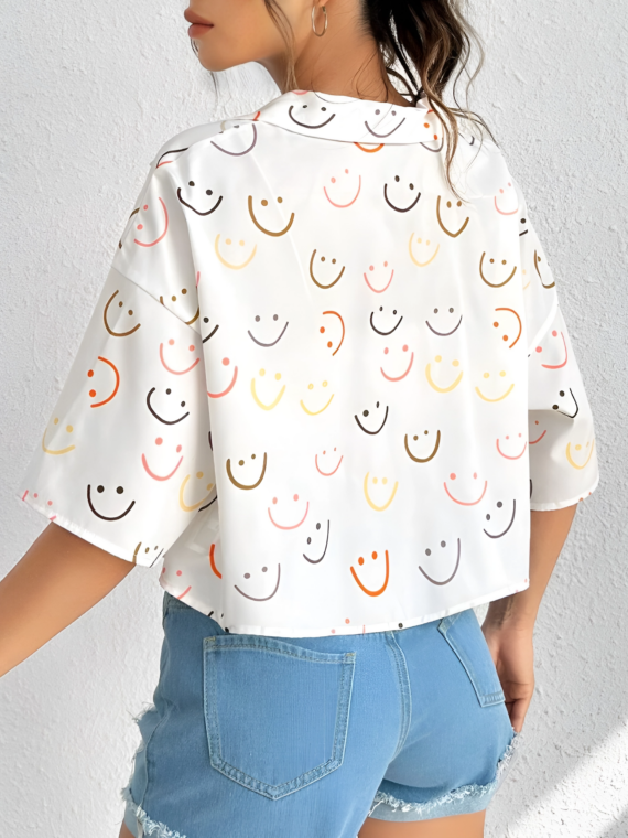 Summer Outfit Allover Print Drop Shoulder Shirt JC3