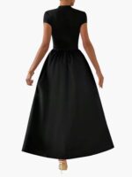 Short Sleeve Stand Dress With Flared Hem JC5