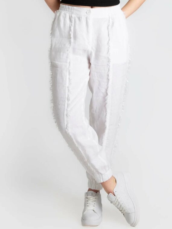 White Basic Linen Pants JC7
