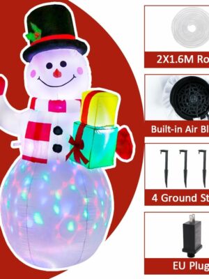 AerWo 12FT Giant Christmas Snowman Inflatable with LED Lights, Outdoor Holiday Yard Decoration, Durable Polyester, White
