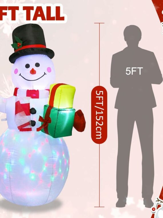AerWo 12FT Giant Christmas Snowman Inflatable with LED Lights, Outdoor Holiday Yard Decoration, Durable Polyester, White