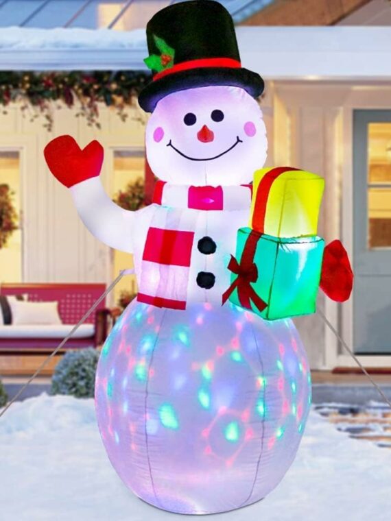 AerWo 12FT Giant Christmas Snowman Inflatable with LED Lights, Outdoor Holiday Yard Decoration, Durable Polyester, White