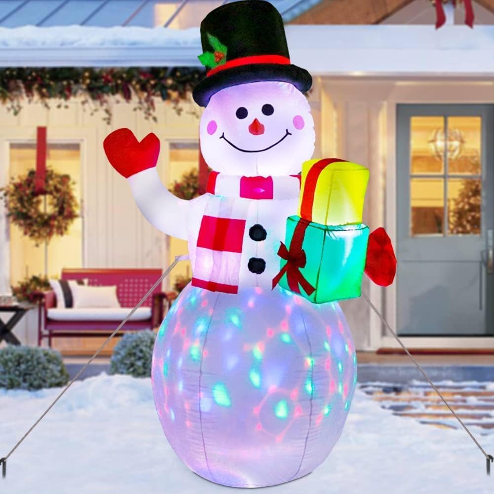 AerWo 12FT Giant Christmas Snowman Inflatable with LED Lights, Outdoor Holiday Yard Decoration, Durable Polyester, White