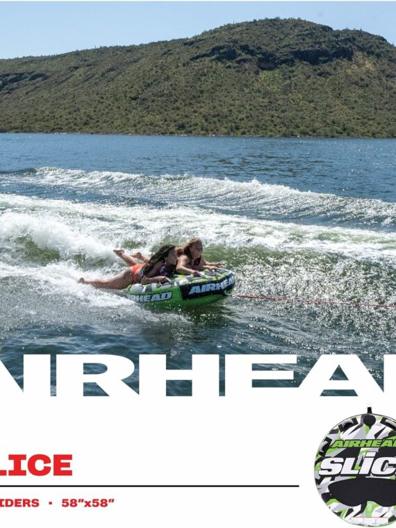 Airhead Slice 1-2 Rider Towable Tube for Water Sports with EVA Padding & Kwik-Connect