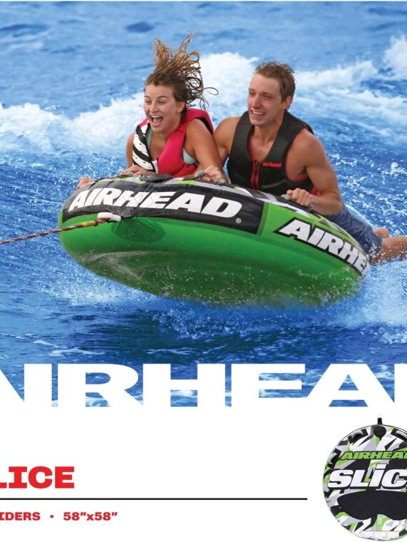 Airhead Slice 1-2 Rider Towable Tube for Water Sports with EVA Padding & Kwik-Connect