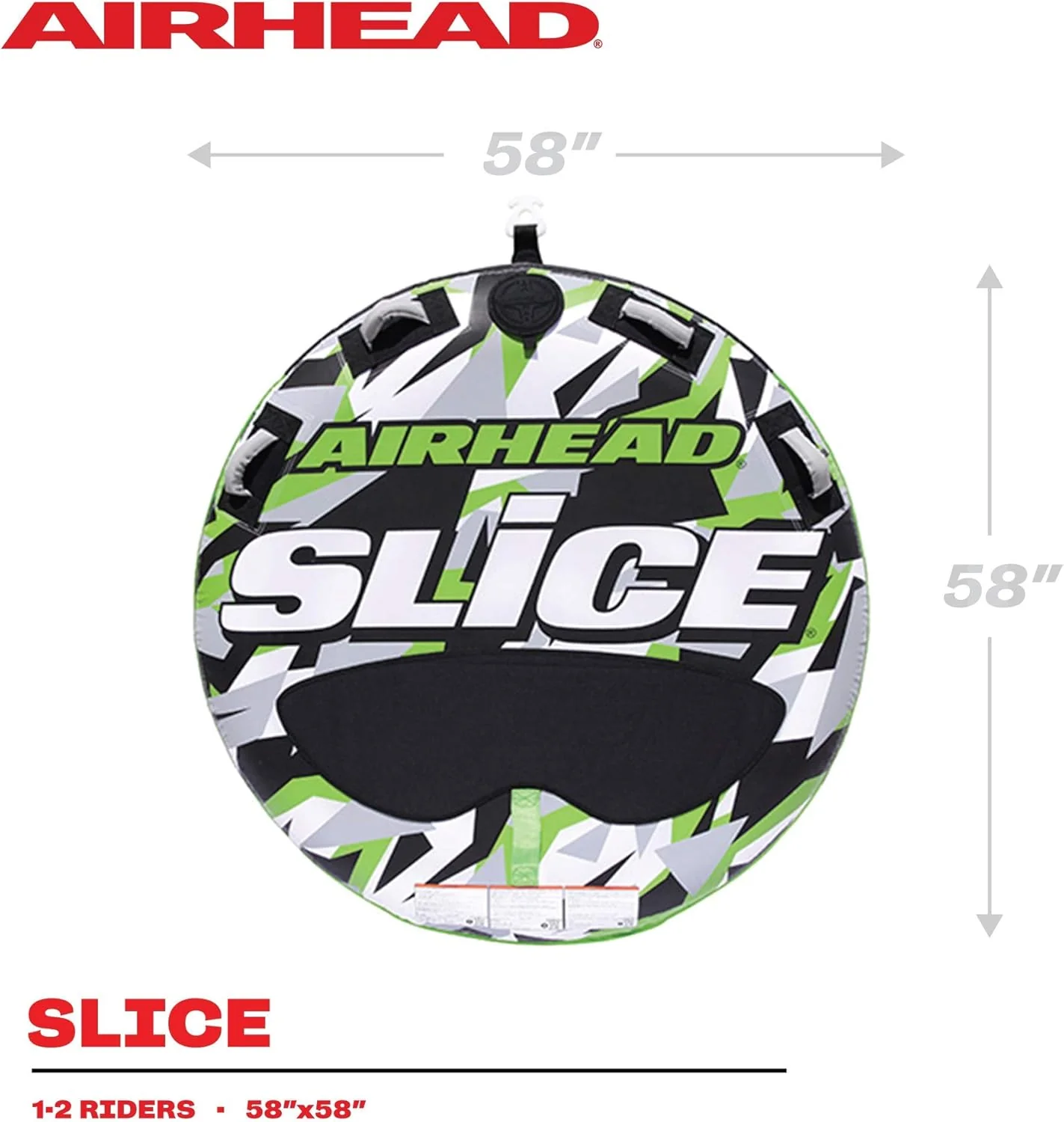 Airhead Slice 1-2 Rider Towable Tube for Water Sports with EVA Padding & Kwik-Connect