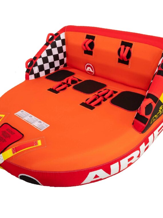 Airhead Super Mable 1-3 Rider Towable Tube for Boating & Water Sports with Backrest, Multiple Tow Points & Durable Nylon Cover