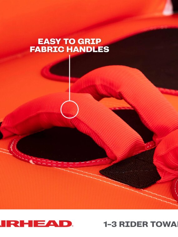 Airhead Super Mable 1-3 Rider Towable Tube for Boating & Water Sports with Backrest, Multiple Tow Points & Durable Nylon Cover