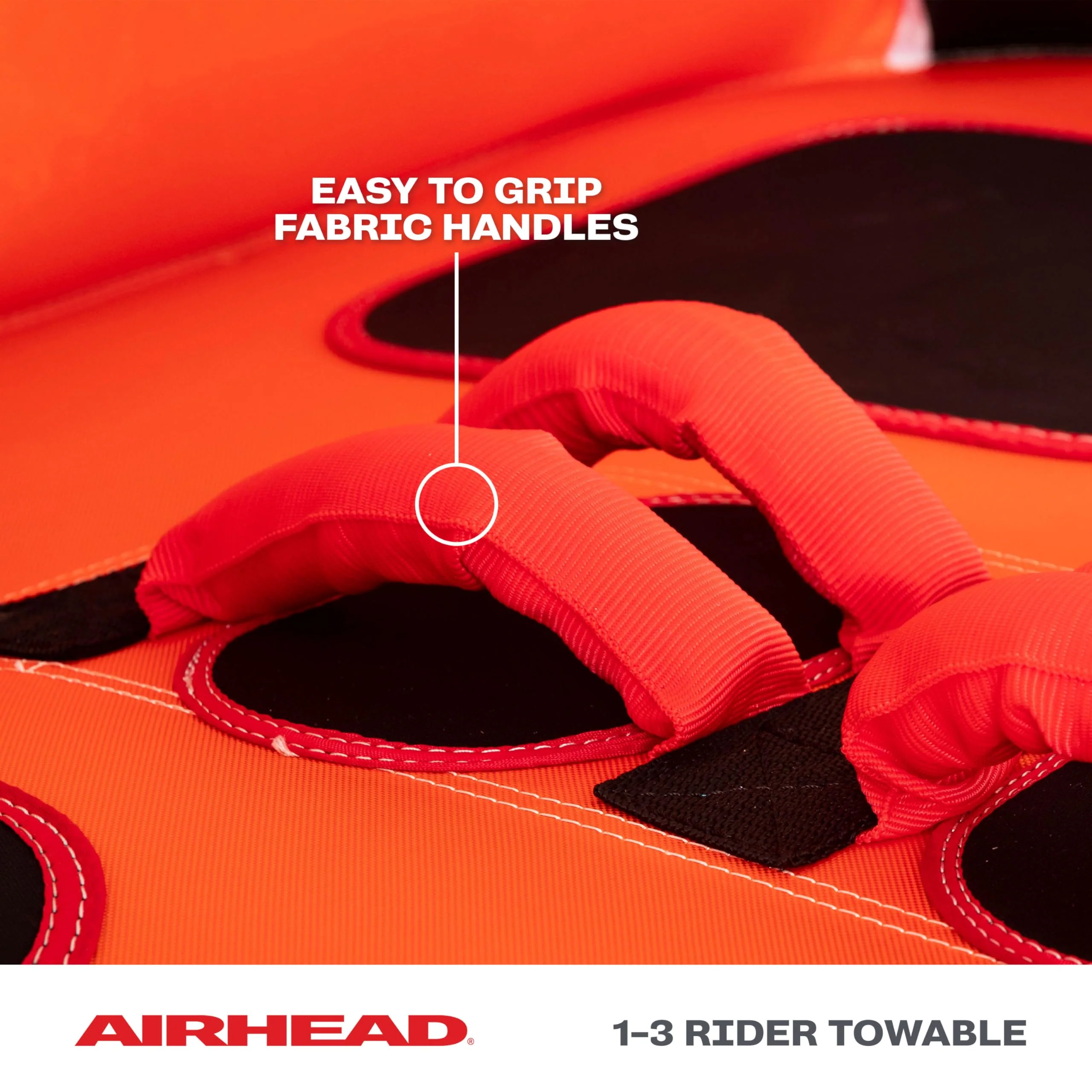 Airhead Super Mable 1-3 Rider Towable Tube for Boating & Water Sports with Backrest, Multiple Tow Points & Durable Nylon Cover