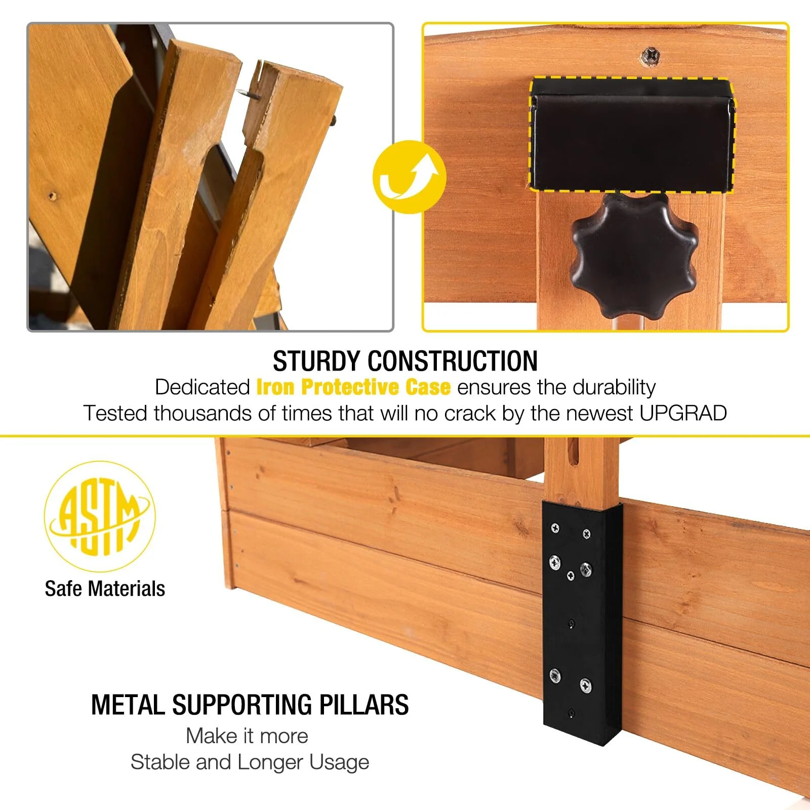 Aivituvin Kids Sandbox with Retractable Roof, Easy-Clean Canopy, Sturdy Benches, Bottomless Design, 47.2"x47.2"x51.9"