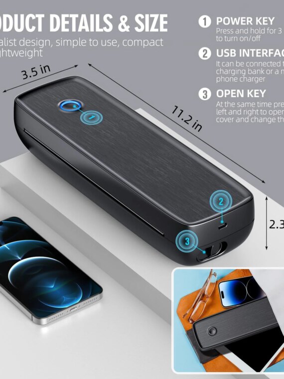 Aixiqee Wireless Portable Printer, Inkless, 8.5"x11" US Letter, Bluetooth/USB-C, Thermal Printing