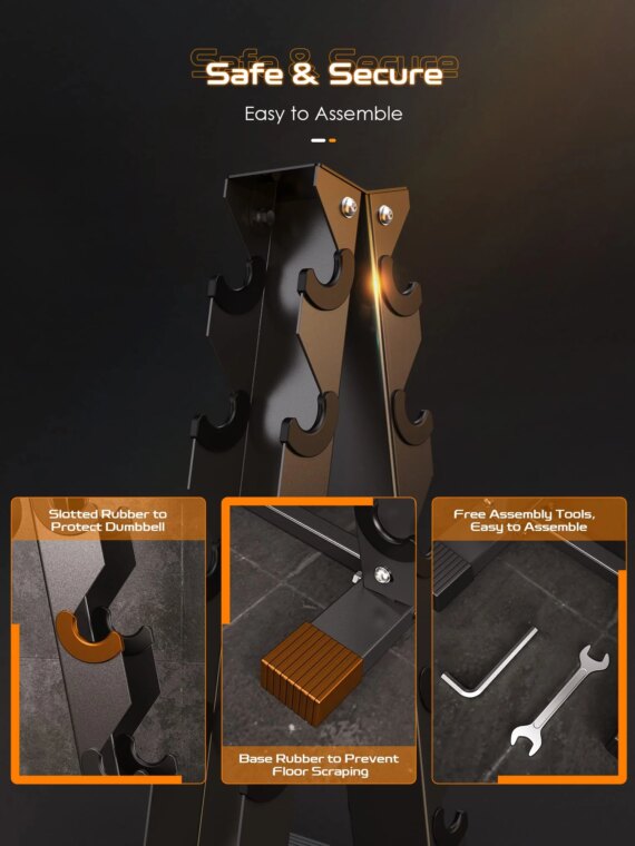 AKYEN Dumbbell Rack Stand - 480 lbs Capacity, Steel, Compact Design for 1-35 lbs Dumbbells, Home Gym Storage