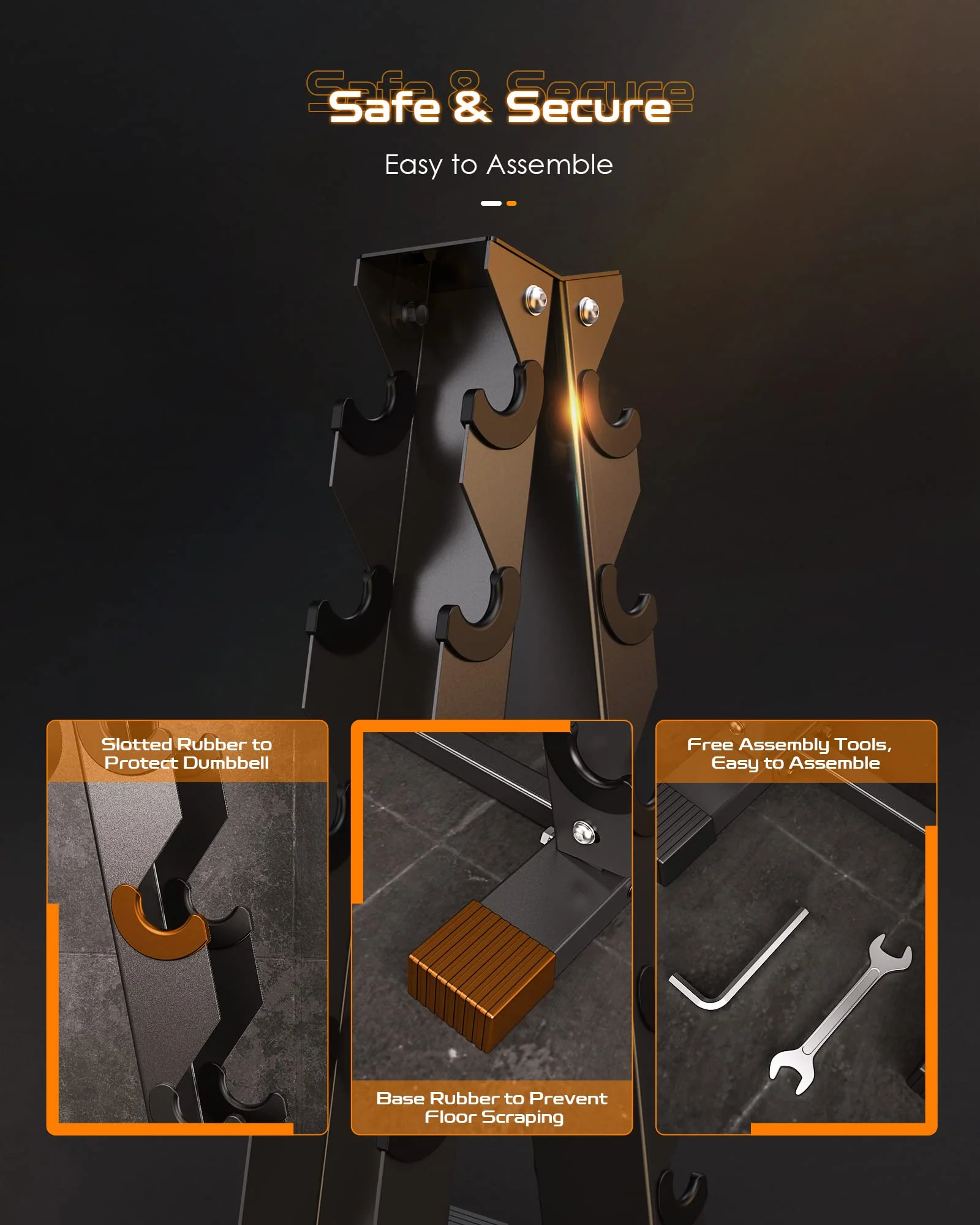 AKYEN Dumbbell Rack Stand - 480 lbs Capacity, Steel, Compact Design for 1-35 lbs Dumbbells, Home Gym Storage