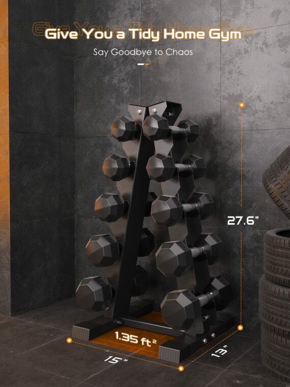AKYEN Dumbbell Rack Stand - 480 lbs Capacity, Steel, Compact Design for 1-35 lbs Dumbbells, Home Gym Storage