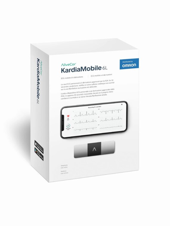 AliveCor KardiaMobile 6L Personal EKG Monitor, FDA-Cleared, Six-Lead, Smartphone Compatible, Detects AFib, Bradycardia, Tachycardia