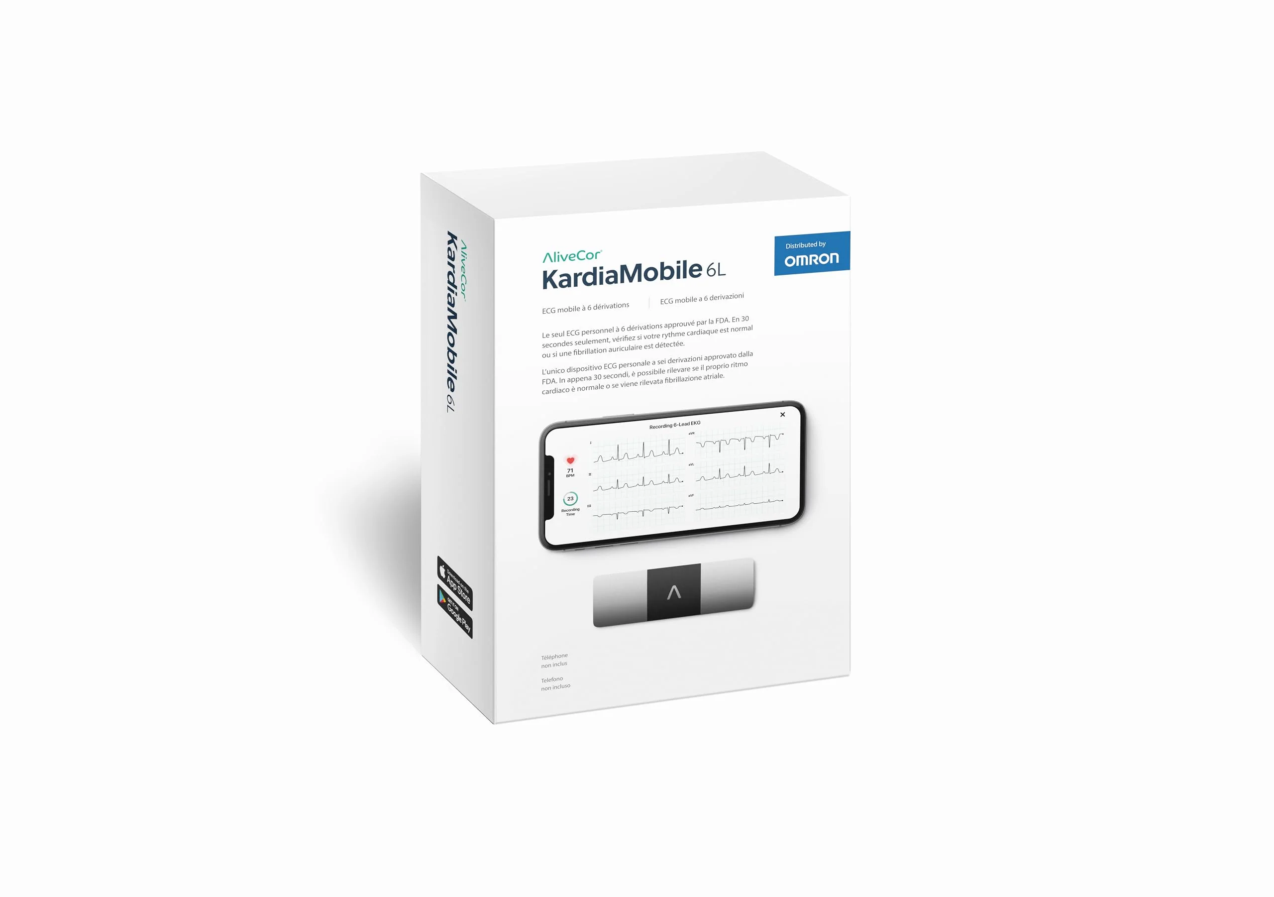 AliveCor KardiaMobile 6L Personal EKG Monitor, FDA-Cleared, Six-Lead, Smartphone Compatible, Detects AFib, Bradycardia, Tachycardia