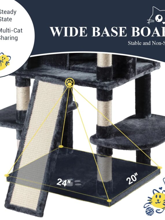 Allewie 68" Multi-Level Cat Tree House with Condo, Sisal Scratching Posts, Plush Lounging Spots