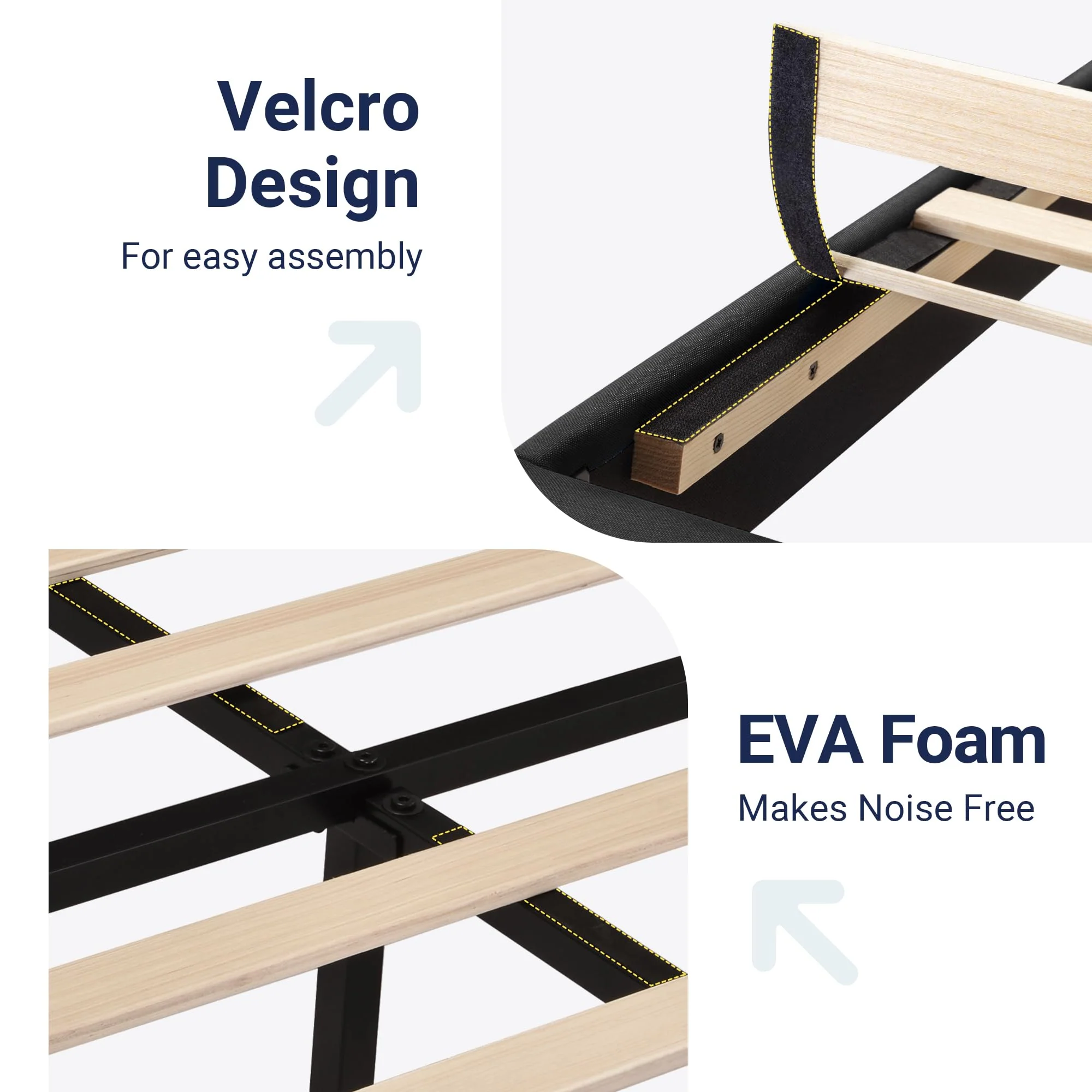 Allewie Queen Platform Bed Frame, Upholstered, No Box Spring Needed, Sturdy Metal/Wood, Easy Assembly