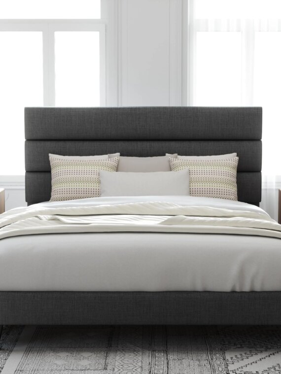 Allewie Queen Platform Bed Frame, Upholstered, No Box Spring Needed, Sturdy Metal/Wood, Easy Assembly