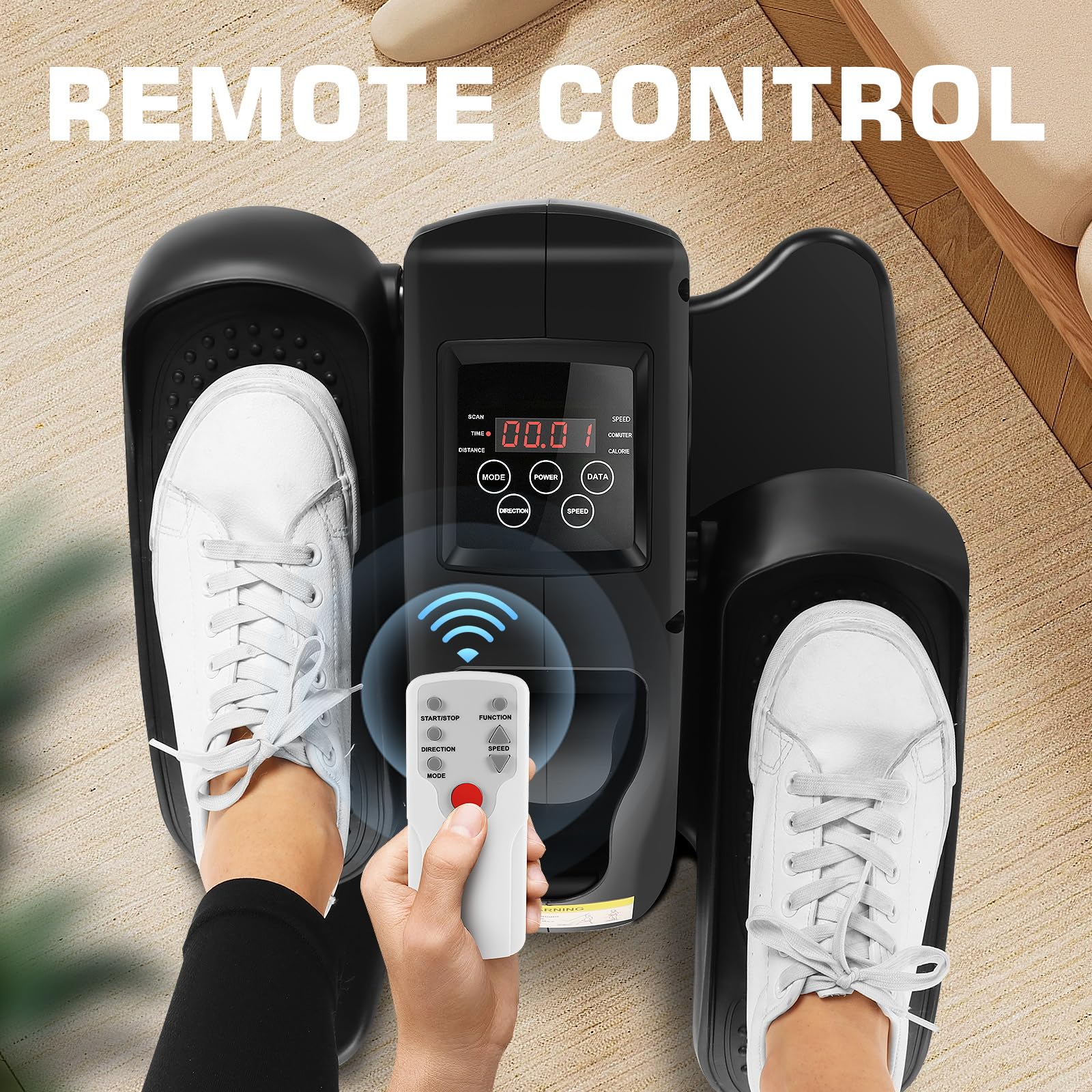 ANCHEER Under Desk Elliptical Machine, Electric & Manual, Digital Display, Quiet, Portable, Anti-Slip Pedals, Home/Office Fitness