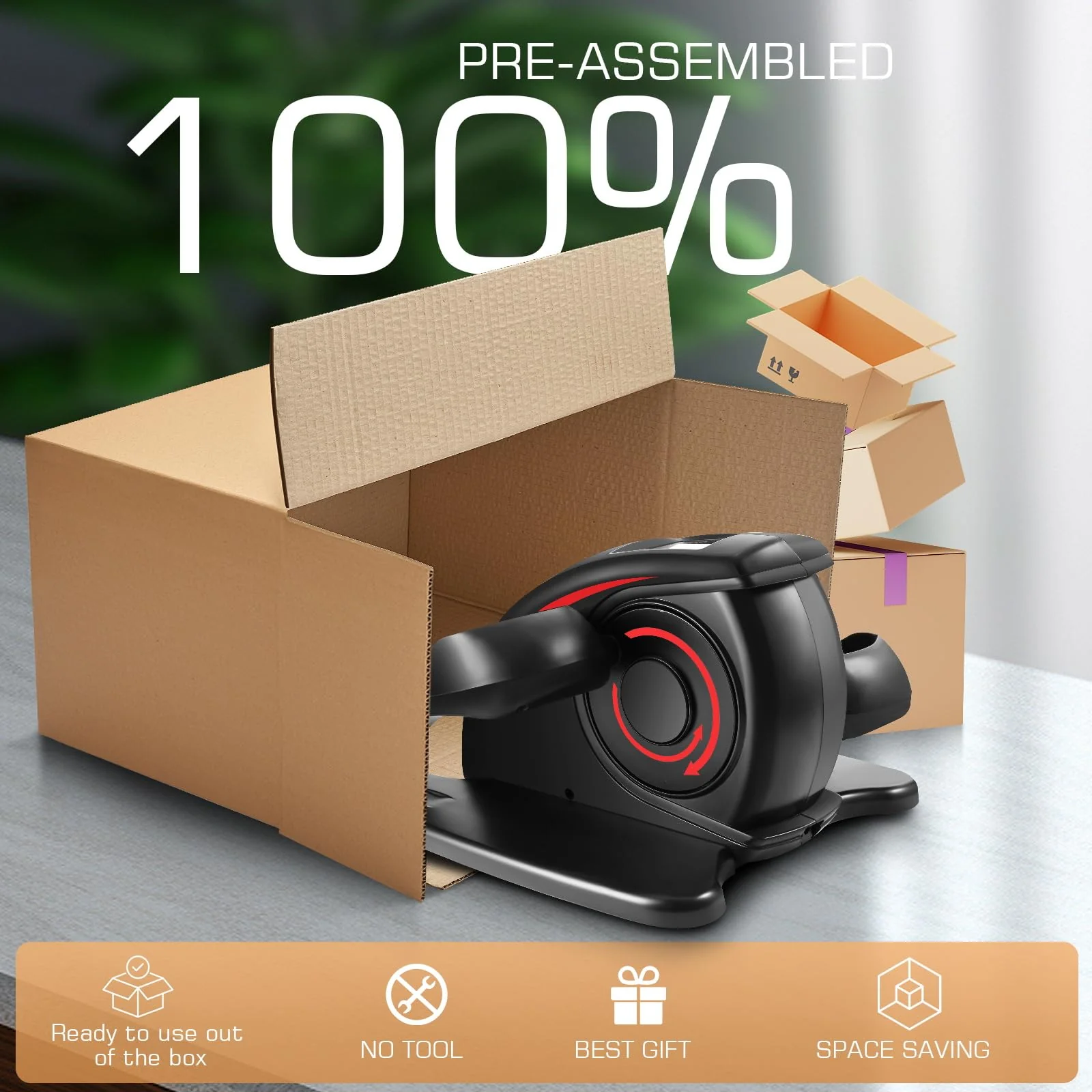 ANCHEER Under Desk Elliptical Machine, Electric & Manual, Digital Display, Quiet, Portable, Anti-Slip Pedals, Home/Office Fitness