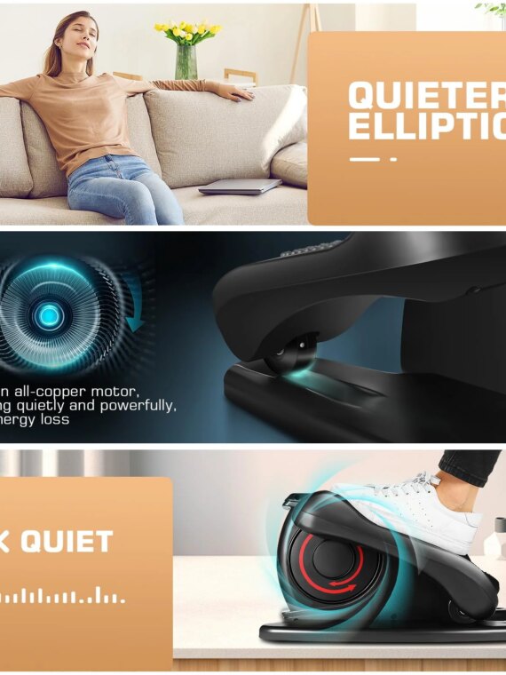 ANCHEER Under Desk Elliptical Machine, Electric & Manual, Digital Display, Quiet, Portable, Anti-Slip Pedals, Home/Office Fitness