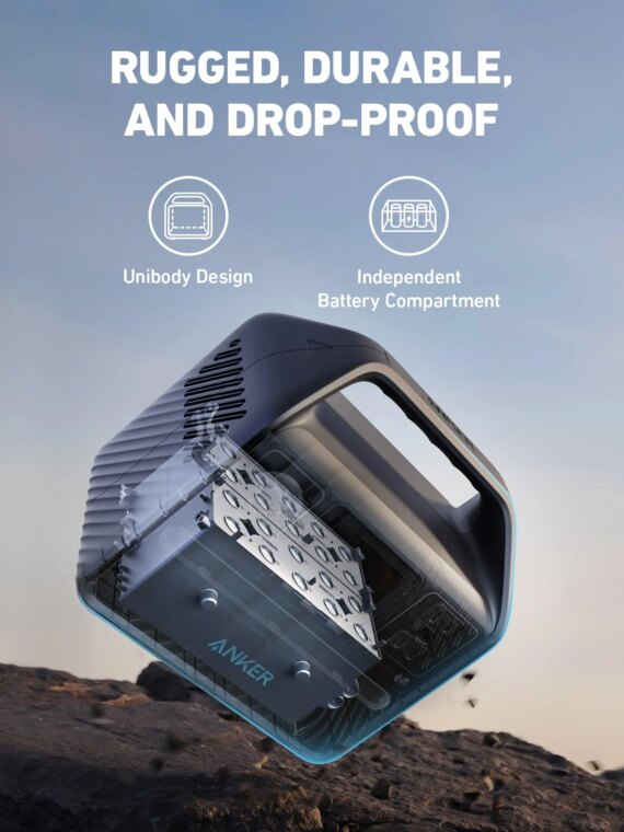 Anker 256Wh Portable Power Station, LiFePO4 Battery, 600W Output, USB-C, 6 Ports, Durable & Long-Lasting