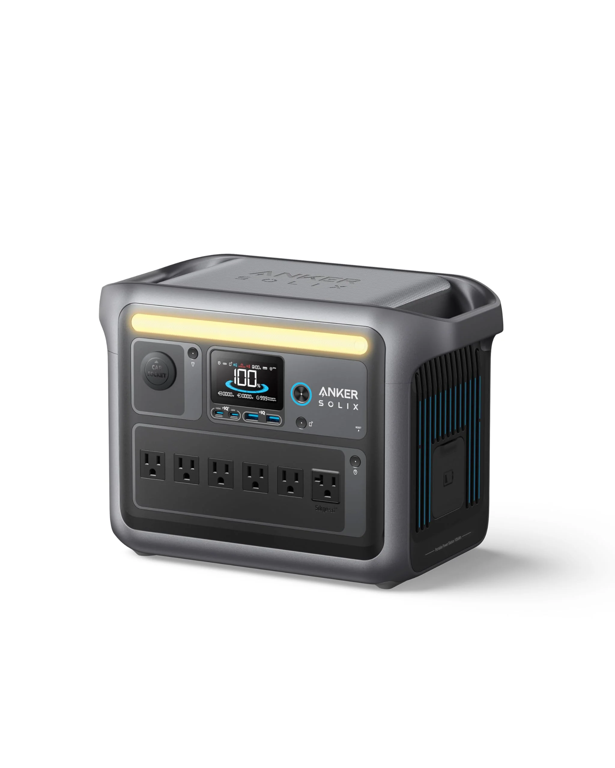 Anker SOLIX C1000 Portable Power Station, 1800W Solar Generator, 2400W Output, UltraFast Recharge, LiFePO4 Battery, Solar Charging, Compact Design