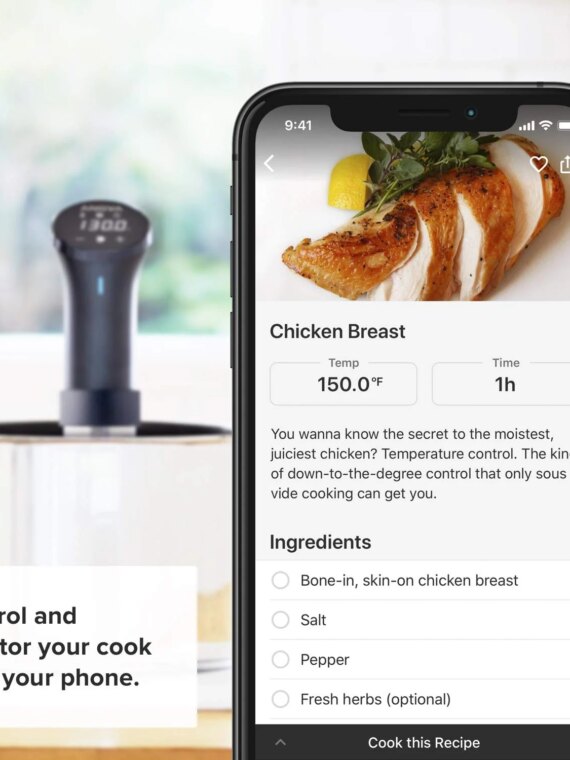Anova Culinary Sous Vide Precision Cooker, 1000 Watts, App-Controlled, Water-Resistant, Perfect for All Meats & Vegetables