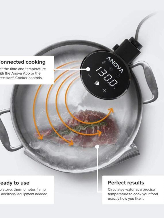 Anova Culinary Sous Vide Precision Cooker, 1000 Watts, App-Controlled, Water-Resistant, Perfect for All Meats & Vegetables