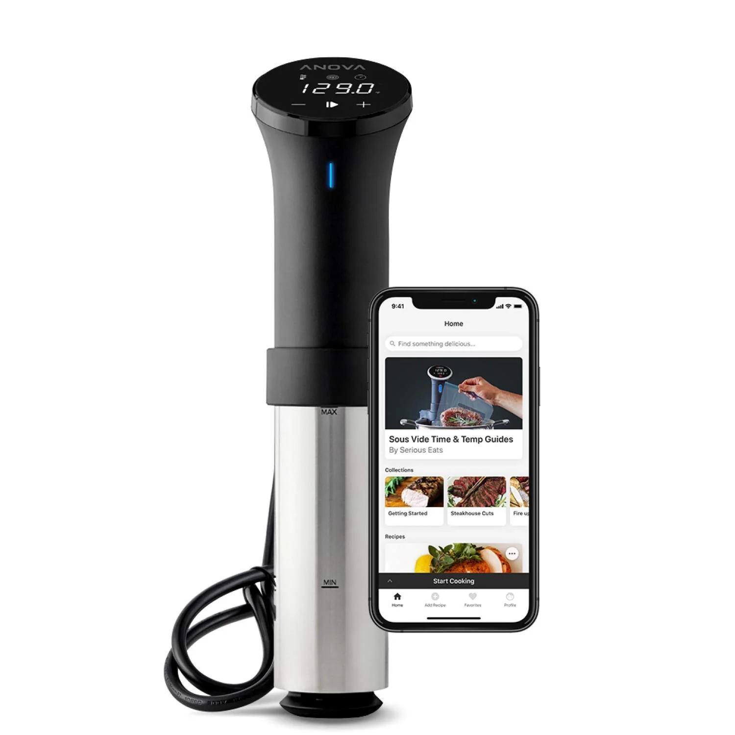 Anova Culinary Sous Vide Precision Cooker, 1000 Watts, App-Controlled, Water-Resistant, Perfect for All Meats & Vegetables