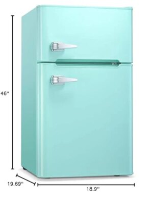 Antarctic Star Compact Mini Refrigerator 3.2 cu ft, Black & White, Double Door, Adjustable Thermostat, Removable Glass Shelf