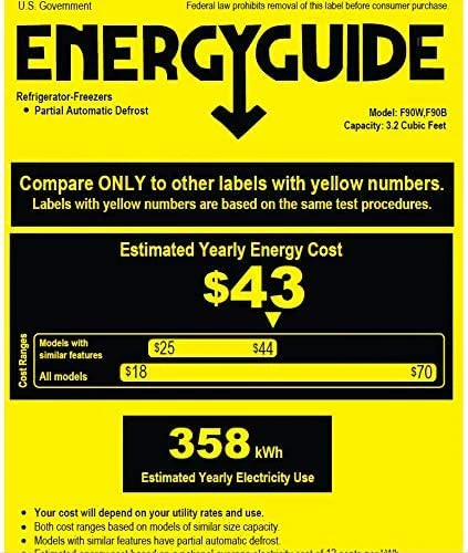 Antarctic Star Compact Mini Refrigerator 3.2 cu ft, Black & White, Double Door, Adjustable Thermostat, Removable Glass Shelf
