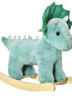 Aosom Qaba Triceratops Rocker with Sounds, Plush Toy for Kids 3-6, Supports 99 lbs