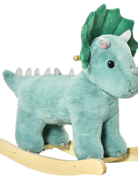 Aosom Qaba Triceratops Rocker with Sounds, Plush Toy for Kids 3-6, Supports 99 lbs