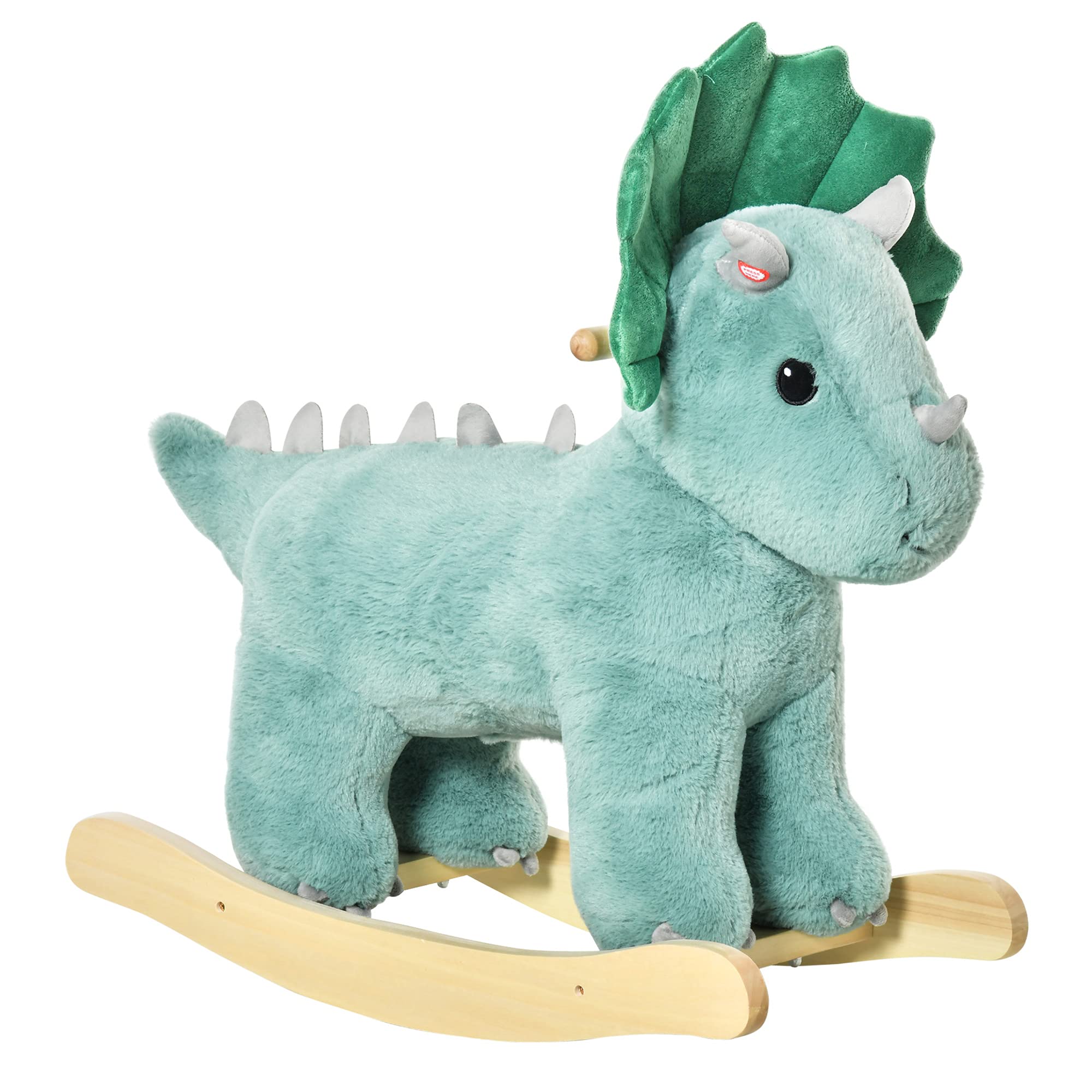 Aosom Qaba Triceratops Rocker with Sounds, Plush Toy for Kids 3-6, Supports 99 lbs