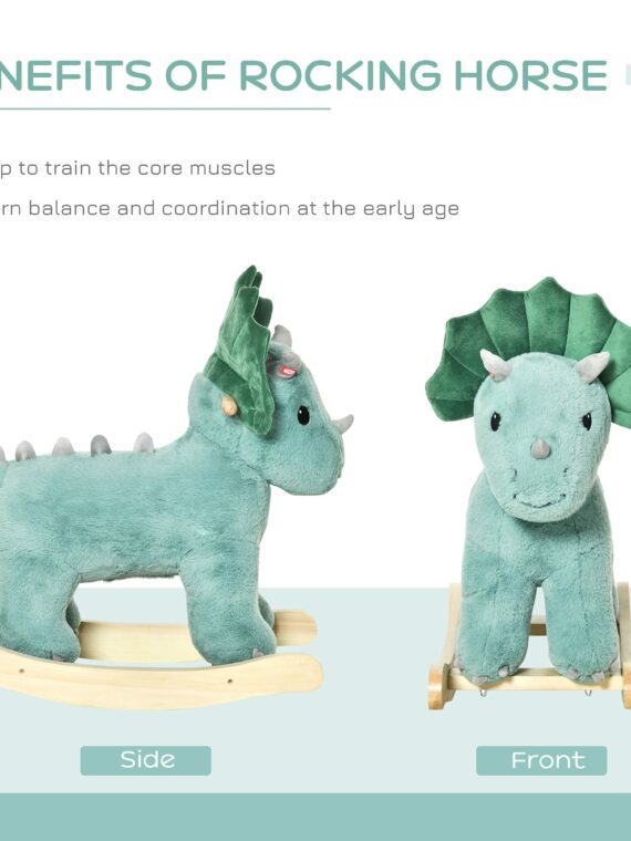 Aosom Qaba Triceratops Rocker with Sounds, Plush Toy for Kids 3-6, Supports 99 lbs