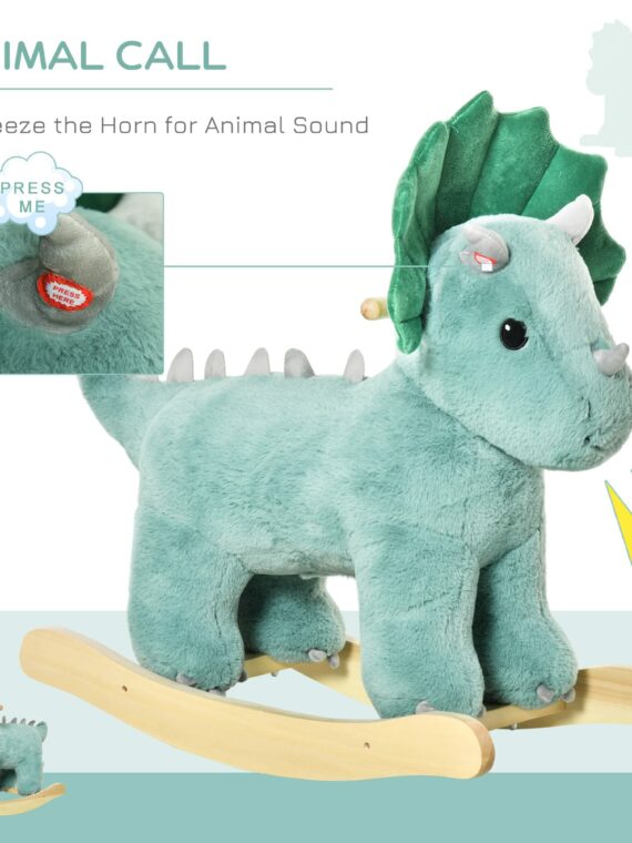 Aosom Qaba Triceratops Rocker with Sounds, Plush Toy for Kids 3-6, Supports 99 lbs