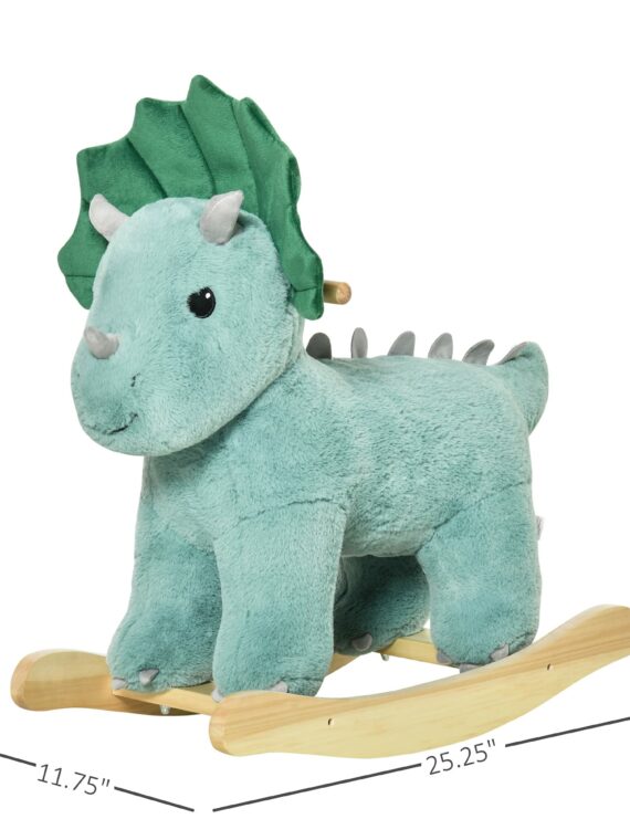 Aosom Qaba Triceratops Rocker with Sounds, Plush Toy for Kids 3-6, Supports 99 lbs