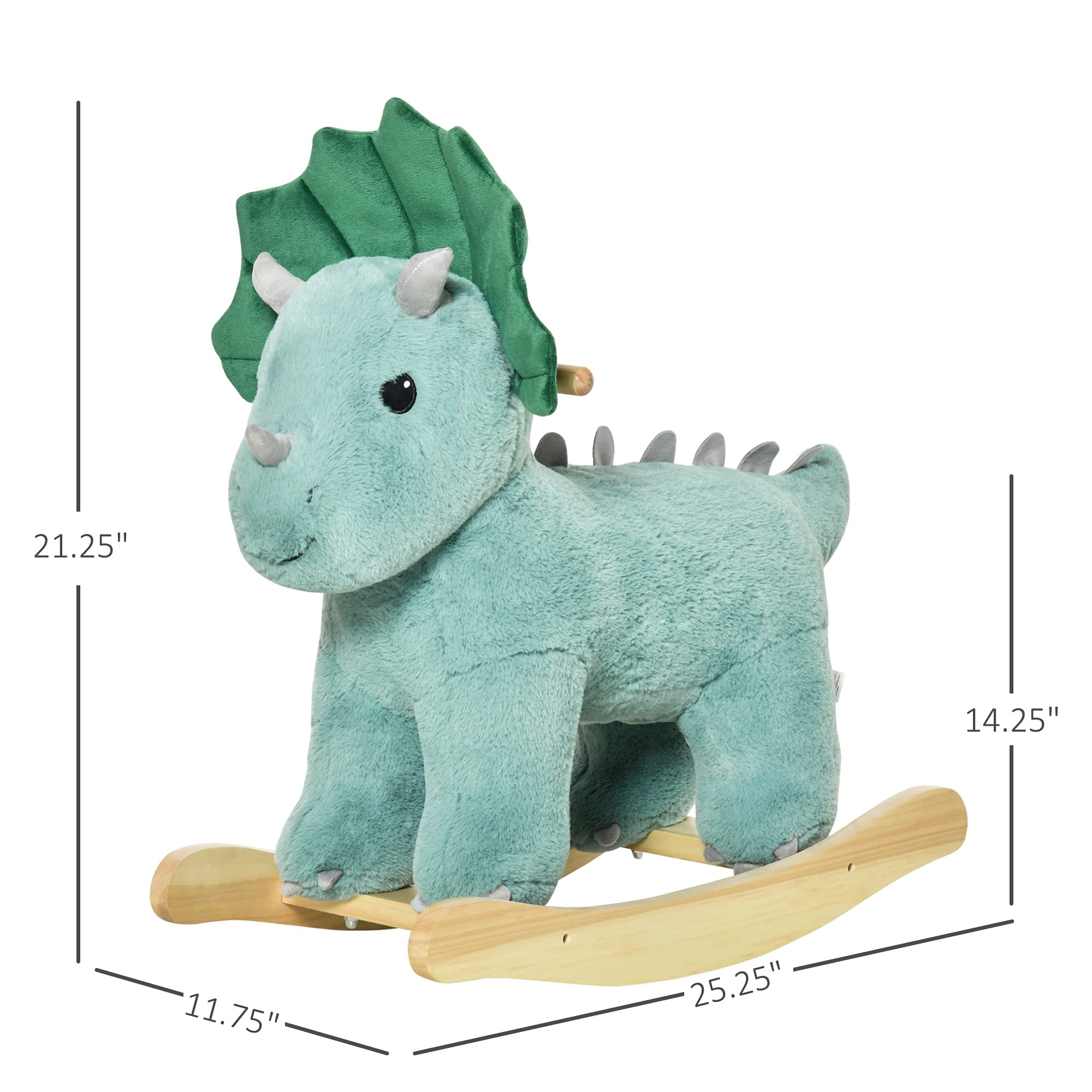 Aosom Qaba Triceratops Rocker with Sounds, Plush Toy for Kids 3-6, Supports 99 lbs
