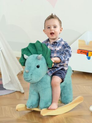 Aosom Qaba Triceratops Rocker with Sounds, Plush Toy for Kids 3-6, Supports 99 lbs