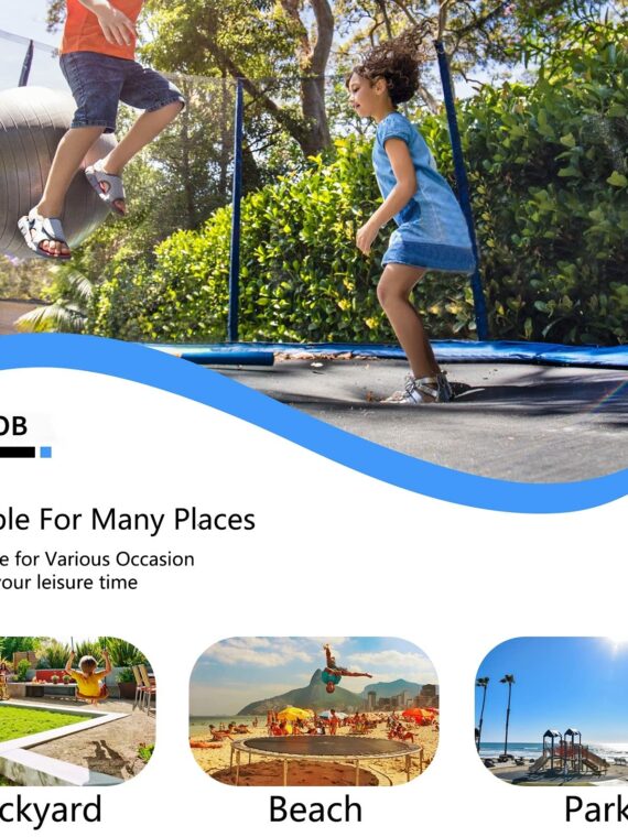 AOTOB 8 FT Outdoor Trampoline with Safety Enclosure Net, Rust-Resistant Steel, and 400 lbs Capacity