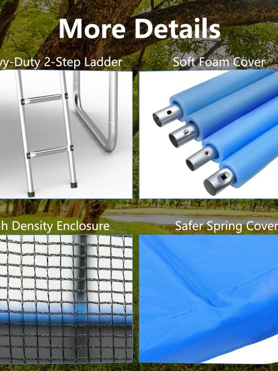 AOTOB 8 FT Outdoor Trampoline with Safety Enclosure Net, Rust-Resistant Steel, and 400 lbs Capacity