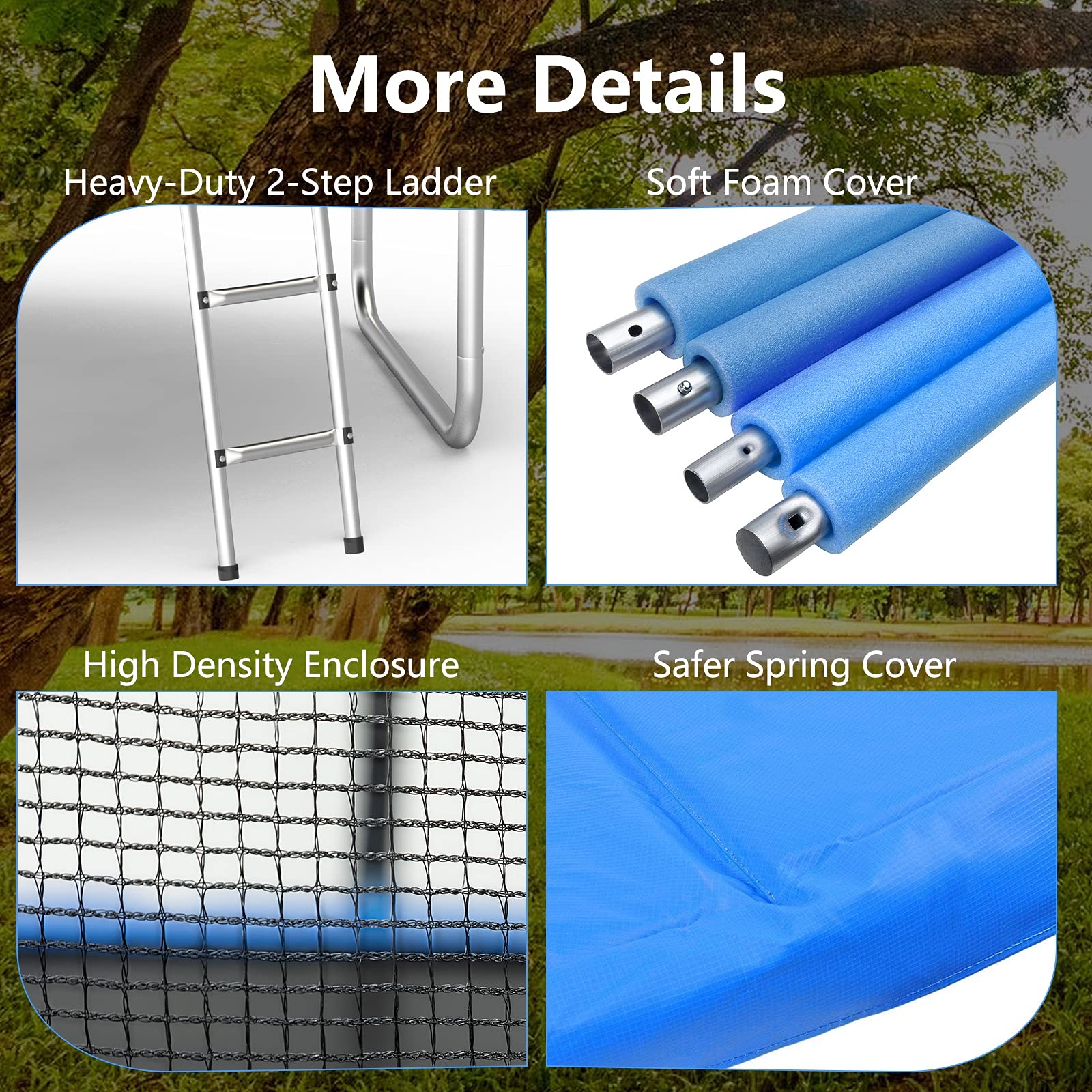 AOTOB 8 FT Outdoor Trampoline with Safety Enclosure Net, Rust-Resistant Steel, and 400 lbs Capacity