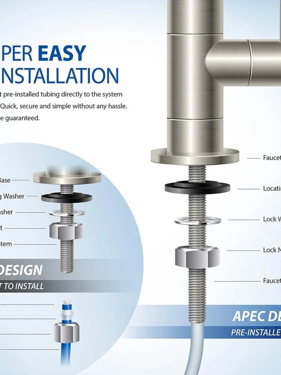 APEC Water 5-Stage Reverse Osmosis System, Removes 99% Impurities, USA-Made, WQA Certified, Includes Lead-Free Faucet