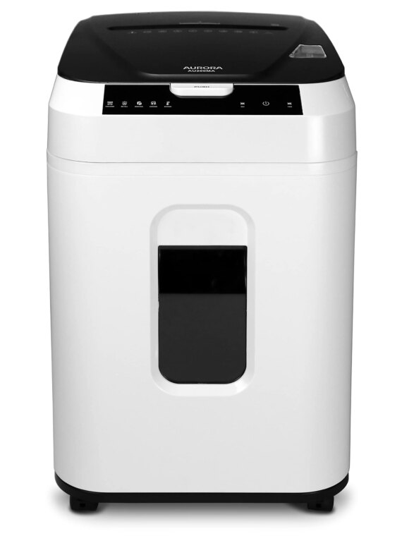 Aurora 200-Sheet Auto Feed Micro-Cut Paper Shredder, Commercial Grade, P-5 Security, 60-Min Run, 8.5-Gallon Bin