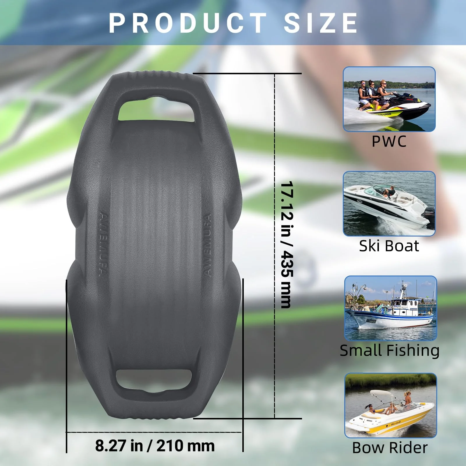 AWEMUFA Boat Fenders 2 Pack, Easy Install, Durable EVA, Secure Locking, 17.12"x8.27", Ideal for Yachts & Pontoon Boats